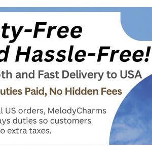 May include: A white graphic with the text "Duty-Free and Hassle-Free!" in bold black font. Below, it states "Smooth and Fast Delivery to USA." Additional text highlights "All Duties Paid, No Hidden Fees."