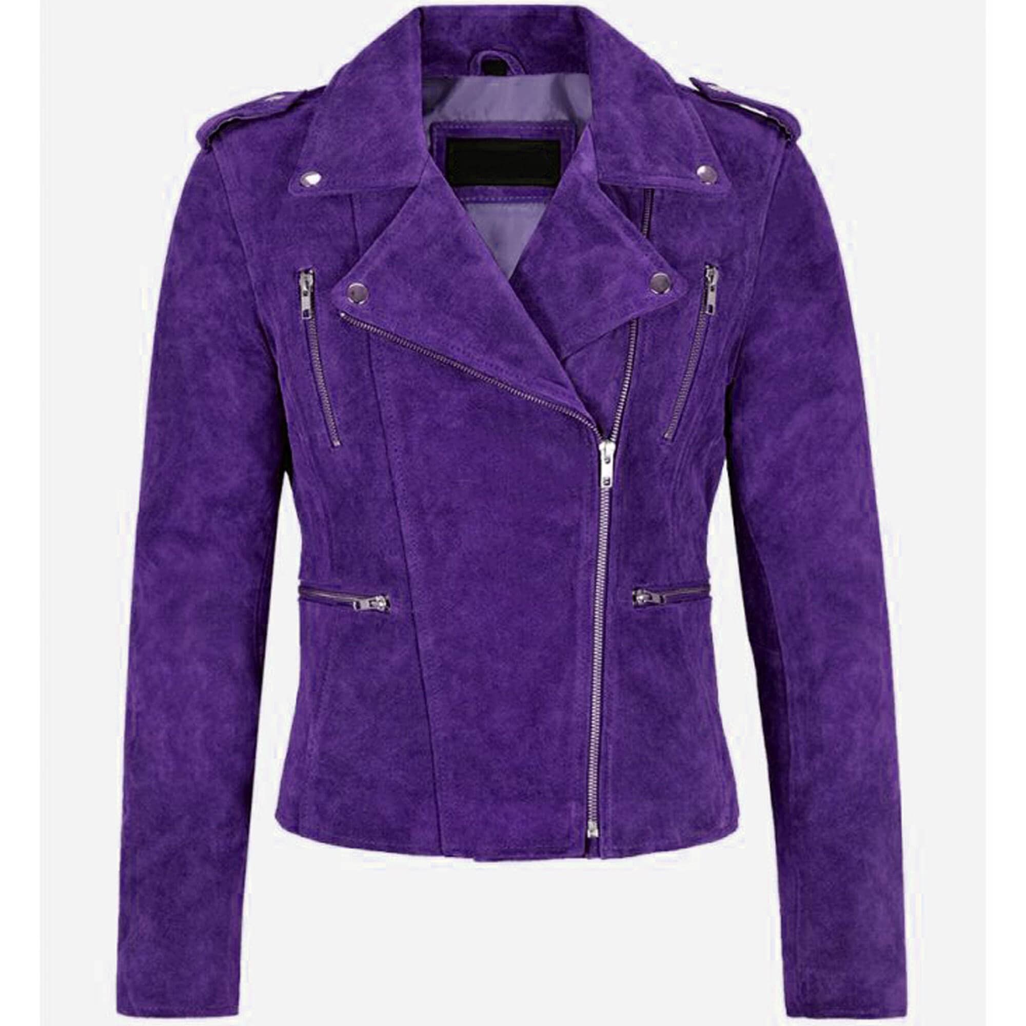 BOMBER BIKER New Women's Purple Suede Jacket 100% Soft BOMBER BIKER New Women's Purple Suede Jacket 100% Soft