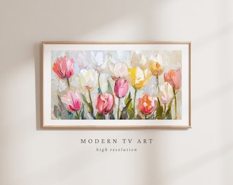 Samsung Frame TV Art: Spring Flower Field Painting (Digital Download)