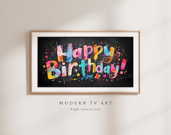 Happy Birthday Samsung Frame TV Art: Colorful Party Poster (Digital Download)