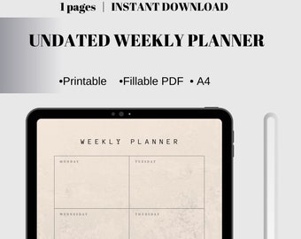 Weekly Planner, Aesthetic Weekly Planner, Minimalist Weekly Planner, Weekly Template