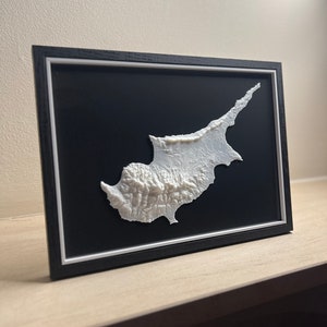 Ingelijste topografische 3D-print, Cyprus