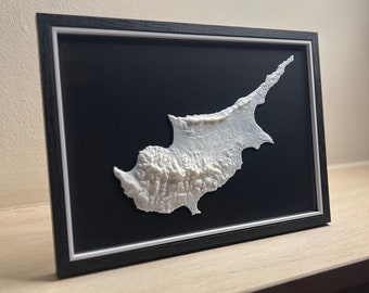 Framed Topographic 3D Print - Cyprus