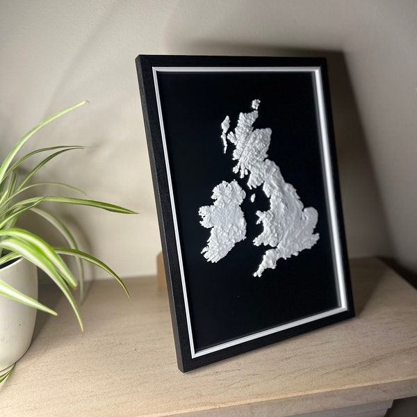 Framed Topographic 3D Print - United Kingdom