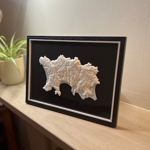 Gerahmter Topografischer 3D-Druck - Jersey Channel Islands