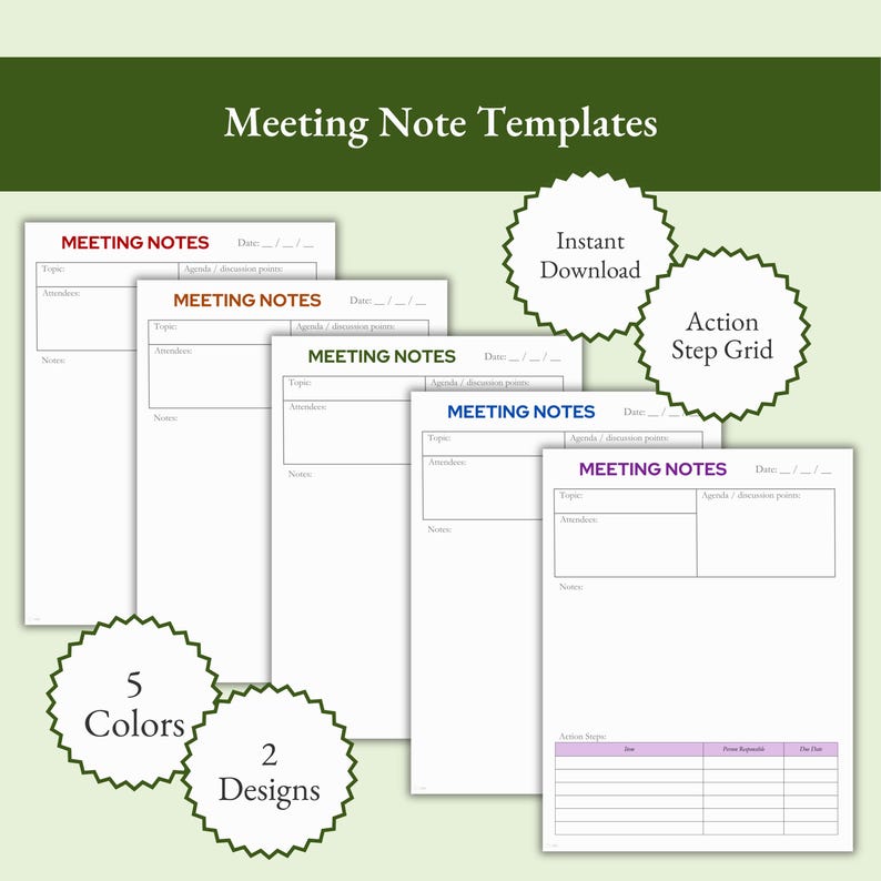 Meeting Note Templates - Etsy