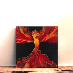 Original Canvas Art, Acrylic Painting, Phoenix, Mythical Creature Art