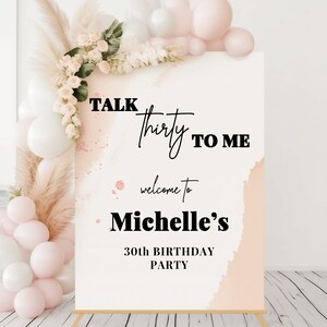 Talk Thirty To Me Geburtstagsparty Zeichen 30.Geburtstagsschild Hello Thirty Birthday Willkommen Zeichen Druckbares Party Zeichen, SOFORTIGER DOWNLOAD