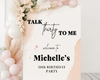 Talk Thirty To Me Birthday Party Sign 30th Birthday Sign Hello Thirty Birthday Welcome Sign Printable 30th Party Sign, INSTANT DOWNLOAD