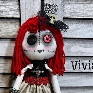 Gothic Doll, Handmade OOAK Unique Design, Creepy Cute Art Doll, Collectible Adorable Dark Doll, perfect gift for doll lovers, Creepy doll