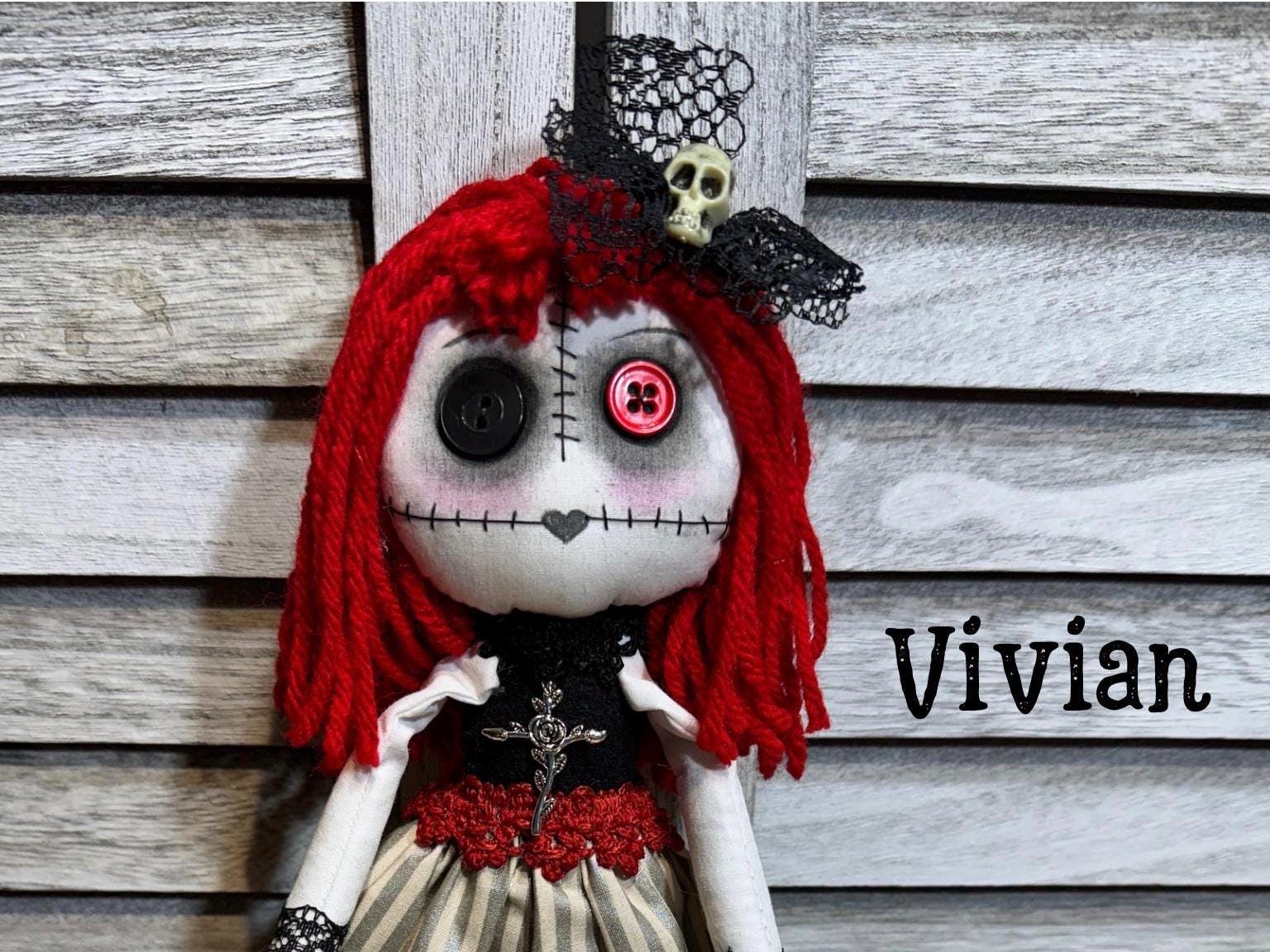 Rag Doll Anna Scary Doll Gothic Doll, Handmade OOAK Unique Design