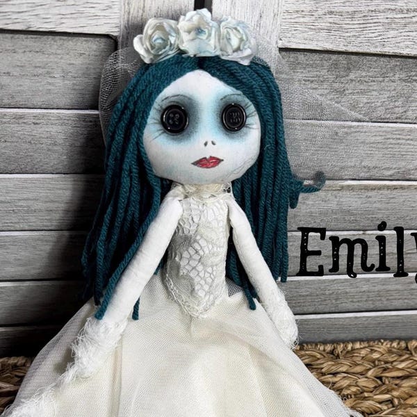 Handmade Emily Doll: Corpse Bride Inspired Art Doll, 14 inch