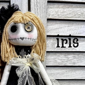 Gothic Doll, Handmade OOAK Unique Design, Creepy Cute Art Doll, Collectible Adorable Dark Doll, perfect gift for doll lovers, Creepy doll