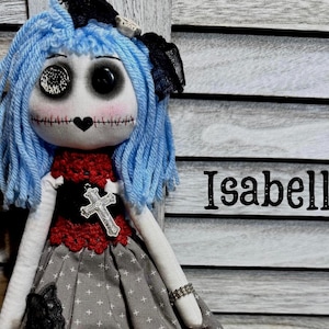 Gothic Doll, Handmade OOAK Unique Design, Creepy Cute Art Doll, Collectible Adorable Dark Doll, perfect gift for doll lovers, Creepy doll