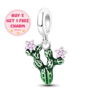 Cactus Charm For Bracelet - 925 Sterling Silver Cactus Flower Charm For Birthday Gifts, Grandma Gifts, Best Friend Gifts, Summer Charms