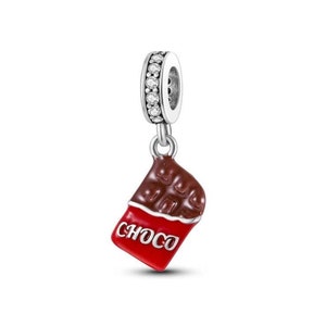 Chocolate Charm For Bracelet, Choco Charm Chocolate Charm, Food Charm, Design Charm, 925 Sterling Silver Charm
