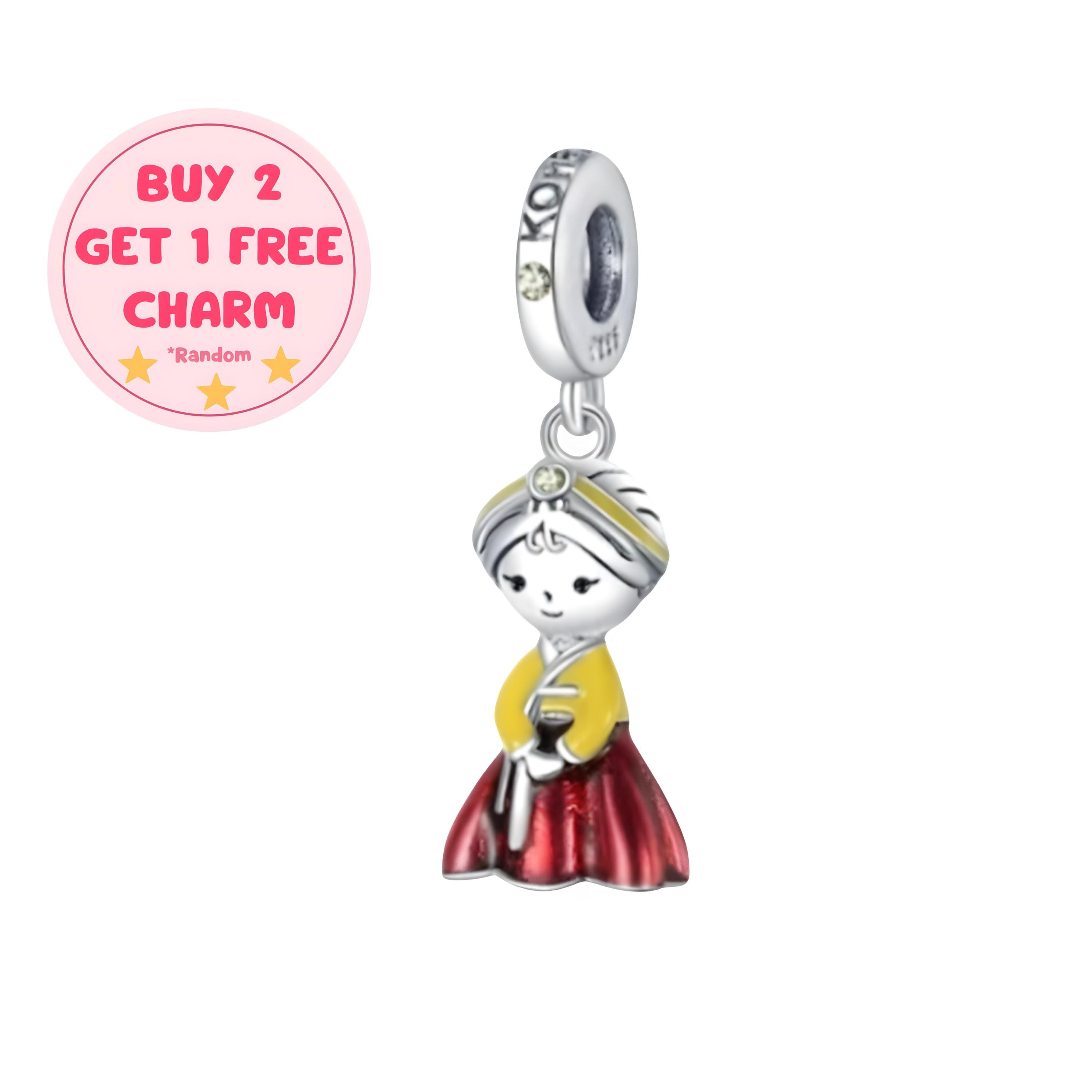 Girl Dangle Charm For Bracelet, Cartoon Charm, Sterling Silver Charm, Charm For Gift, 925s Charm