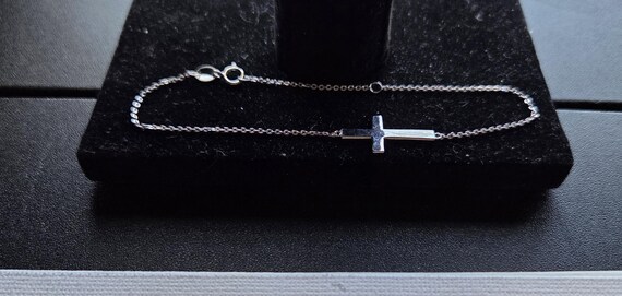 Sterling Horizontal Cross Bracelet View 2