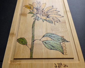 Decorative Wood Burning Sunflower cutting board