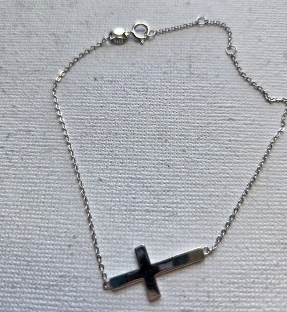 Sterling Horizontal Cross Bracelet View 3