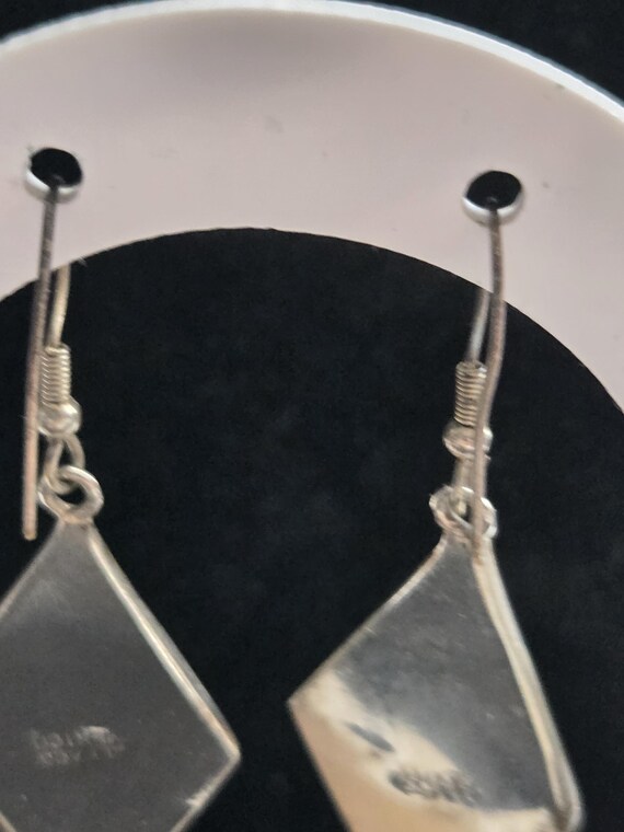 Vintage Dangle Silver Abalone Shell Earrings. Alp… - image 5