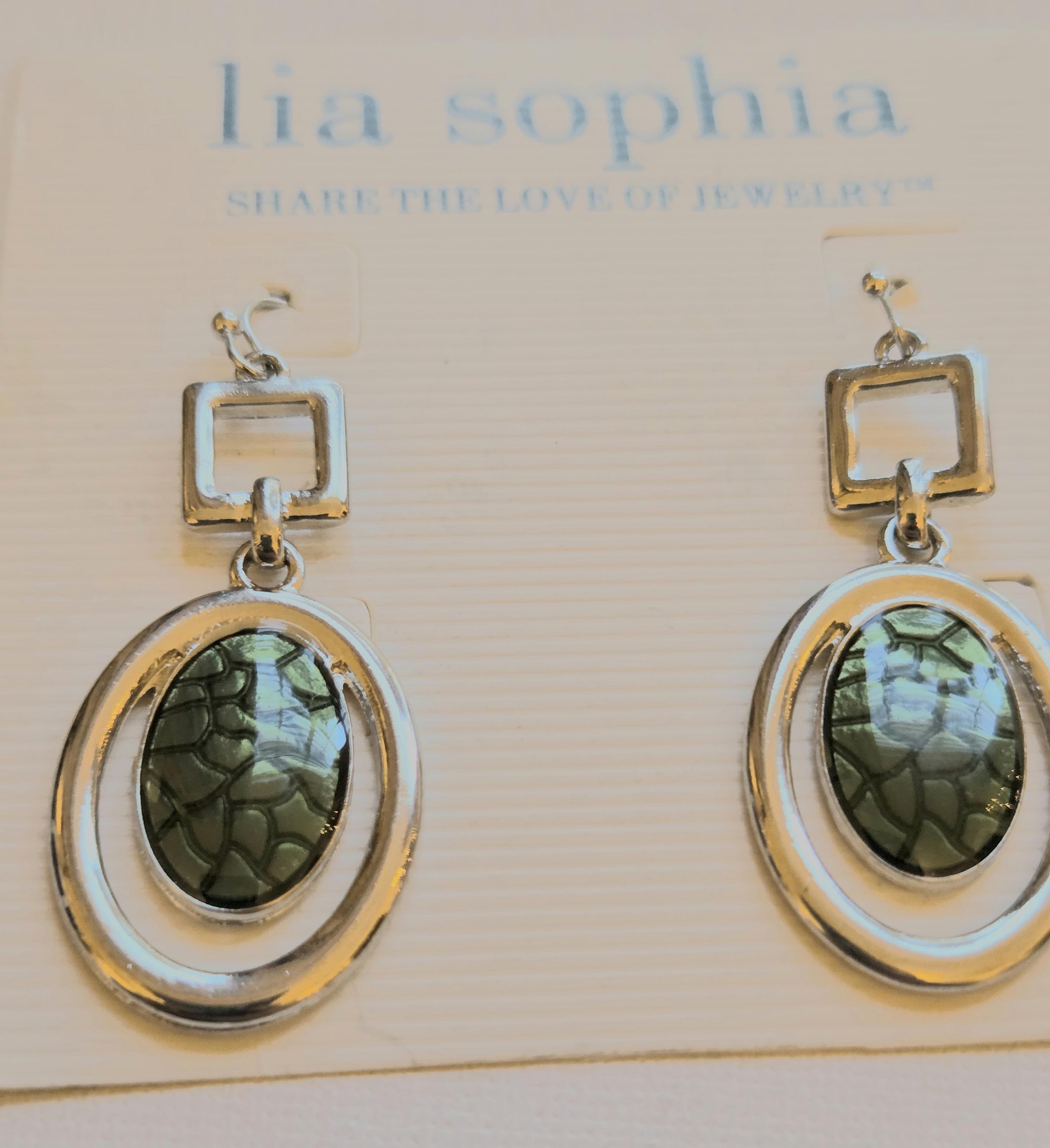 Boucles D'oreilles Vintage Lia Sophia Métal Doré Strass Verre - Occasion Pendantes