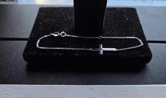 Sterling Horizontal Cross Bracelet