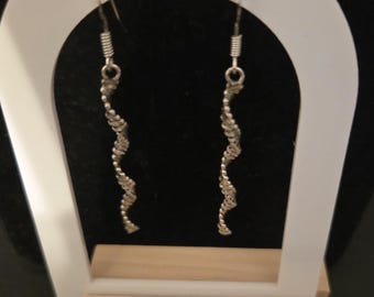 Pendientes colgantes trenzados de plata vintage