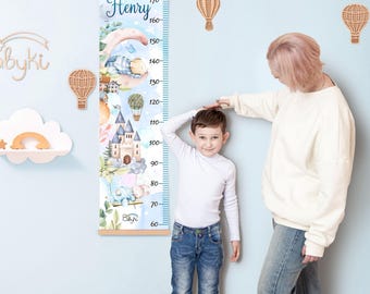 Aangepaste naam hoogteliniaal voor kinderen, beer op de maan groeigrafiek ontwerp, muurdecoratie kinderkamer, kraamcadeau, gepersonaliseerde groeimeter