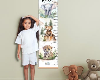 Wild Animal Growth Chart, Kids Room Decor, Personalized Height Chart, Nursery Wall Art, Baby Shower Gift, Watercolor Animals
