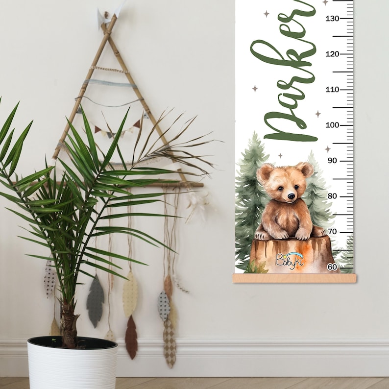 Forest Ruler Personalized Height Chart, Forest Animal Growth Chart, Teddy Bear and ...