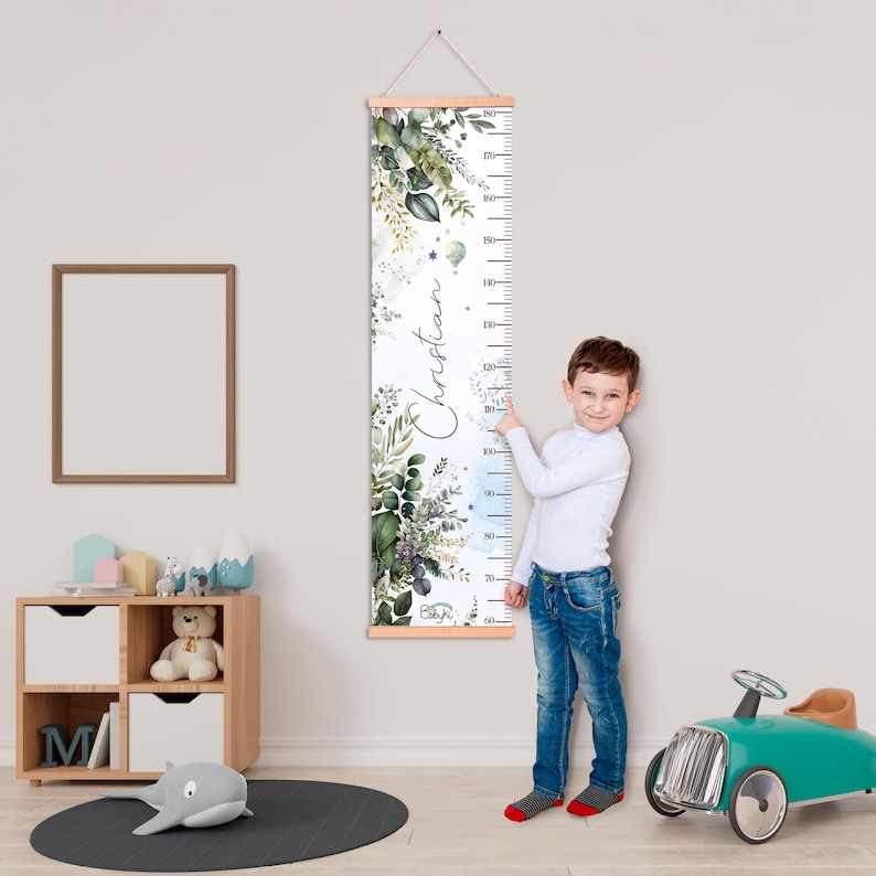 Botanical Ruler Botanical Greenery Growth Chart, Personalized Height Ruler, Greenery ...