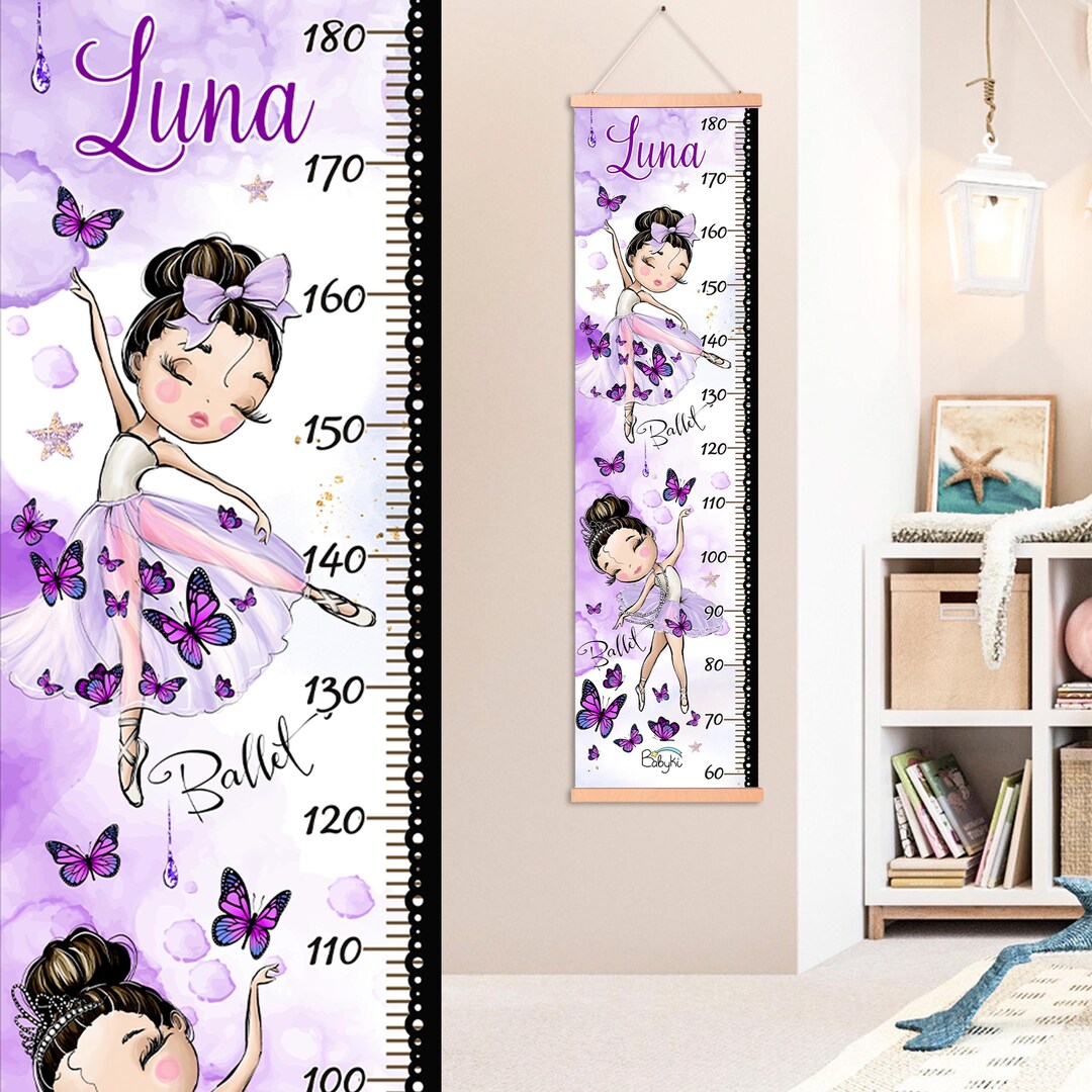 Ballet Growth Chart, Dance Height Ruler, Ballerina Room Decor, Toddler ...