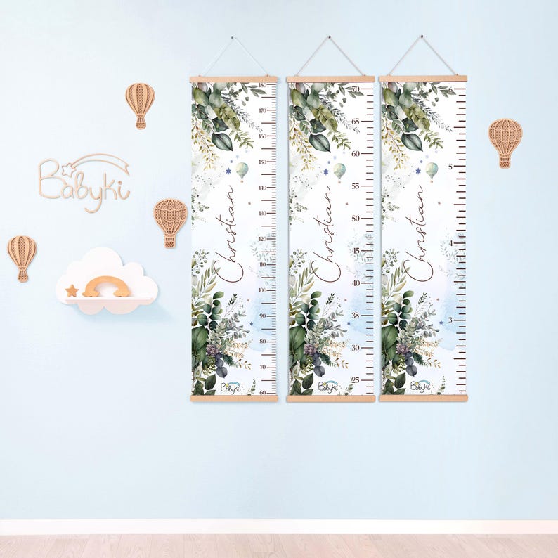 Botanical Ruler Botanical Greenery Growth Chart, Personalized Height Ruler, Greenery ...