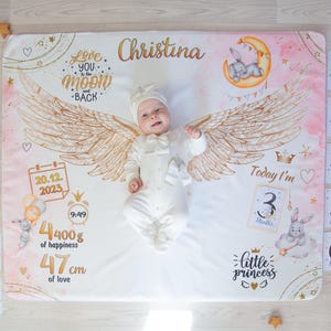 Couverture personnalisée avec nom de bébé, accessoires photo nouveau-né petite princesse, tapis de suivi de la croissance cadeau nouvelle maman, cadeau nouveau-né nièce de la tante