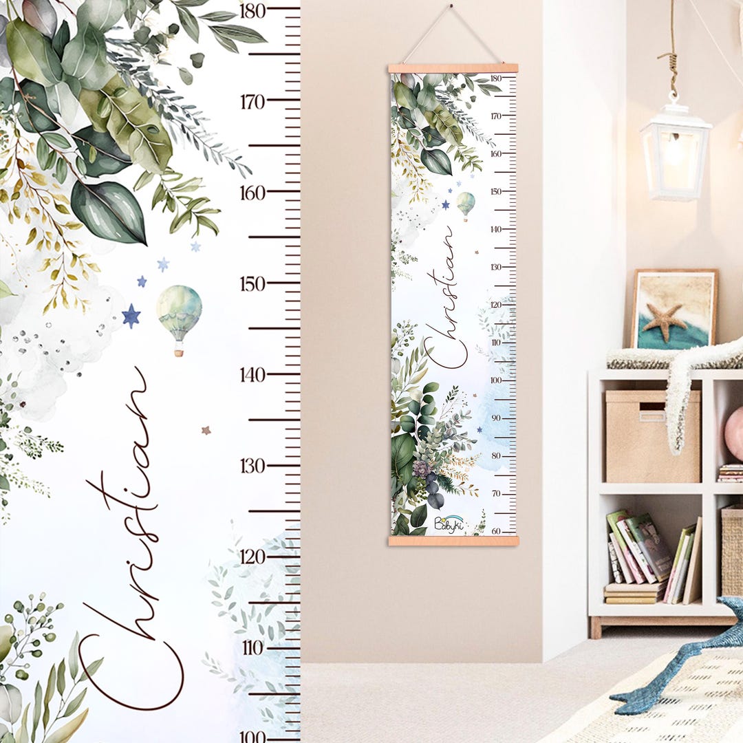 Botanical Ruler Botanical Greenery Growth Chart, Personalized Height Ruler, Greenery ...