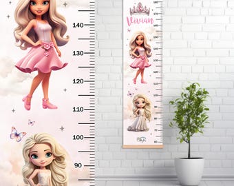 Personalized Princess Growth Chart, Nursery Wall Decor, Gift for Girls, Kids Height Tracker Wall Ruler, Birthday Gift for Niece