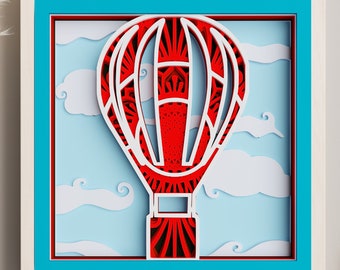 Adventure Hot Air Balloon 3D Shadow Box Cardstock Cut SVG for DIY