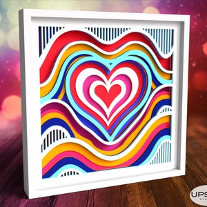 SVG 3D di San Valentino, SVG a forma di cuore, SVG con scatola delle ombre, file SVG a strati per Cricut, taglio laser, arte della carta - Amore SVG per San Valentino