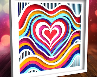 3D Valentine Heart Shadow Box SVG | Layered Love Cut Files for Cricut, Silhouette & Laser Cut |  Wedding Decor