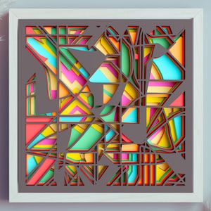 3D Boho Wall Art Svg - Abstrakcyjna grafika liniowa Shadow box - Projekty Cricut, Papercraft, Laser Cut
