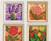 3D Floral Shadow box Bundle - Rose Lavender Peony Tulip Layered SVG files for Cricut Projects, Silhouette & Laser Cut