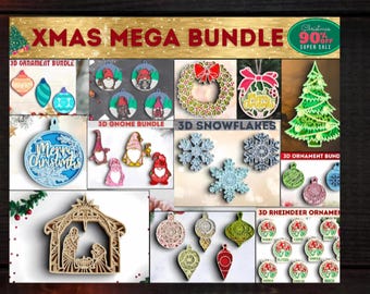 3D Christmas SVG Bundle: Nativity, Gnome, Mandala Ornaments (Cricut & Laser)