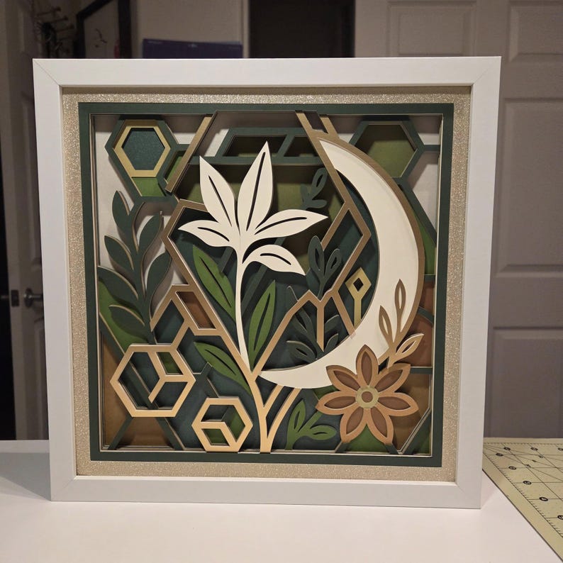 3D Floral Geometry Shadow Box SVG: Layered Paper Art (Digital Download) image 3