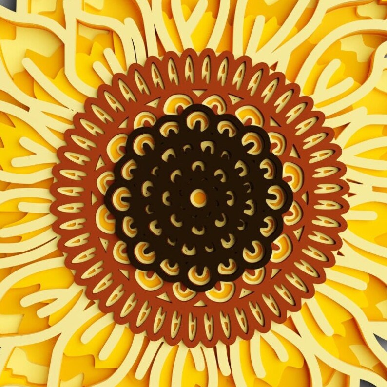 3D geschichtete Sonnenblume SVG: Blumenmandala, Cricut & Laser Cut Datei Bild 2