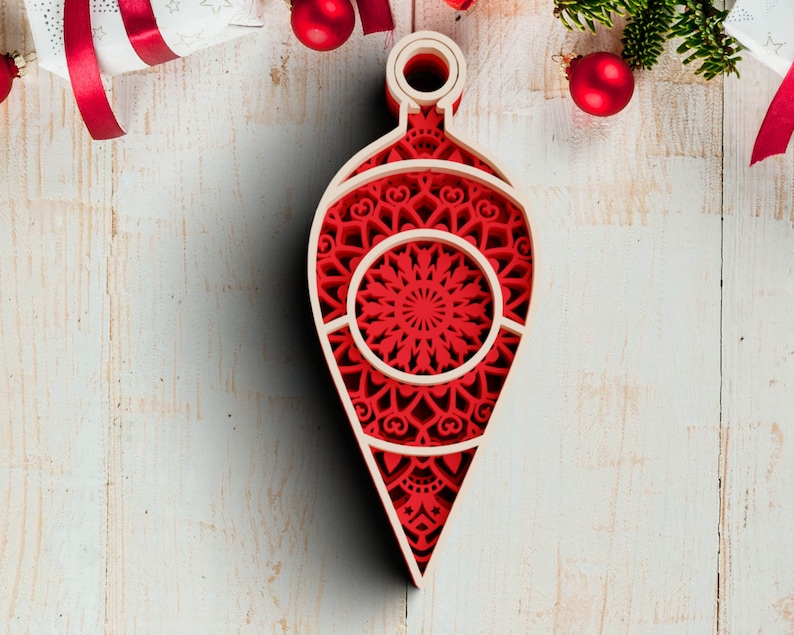 3D Christmas Ornament SVG Bundle: Layered Mandala Laser Cut Files image 7