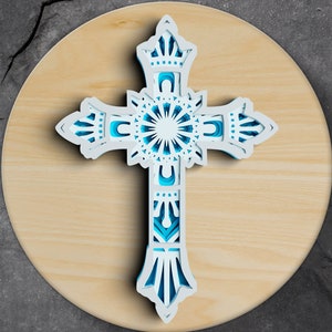 3D Kreuz SVG DXF Layered - Christliche Religiöse und Glaube Mandala SVG - Wand Kunst Svg Dateien für Cricut Projekte, Laser Cut, Schattenbox