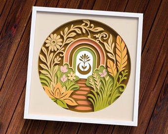 3D Boho Rainbow Shadow Box SVG: Laser Cut Files for Cricut