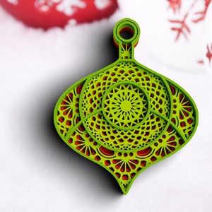 3D Christmas Ornament SVG Bundle: Layered Mandala Laser Cut Files image 8