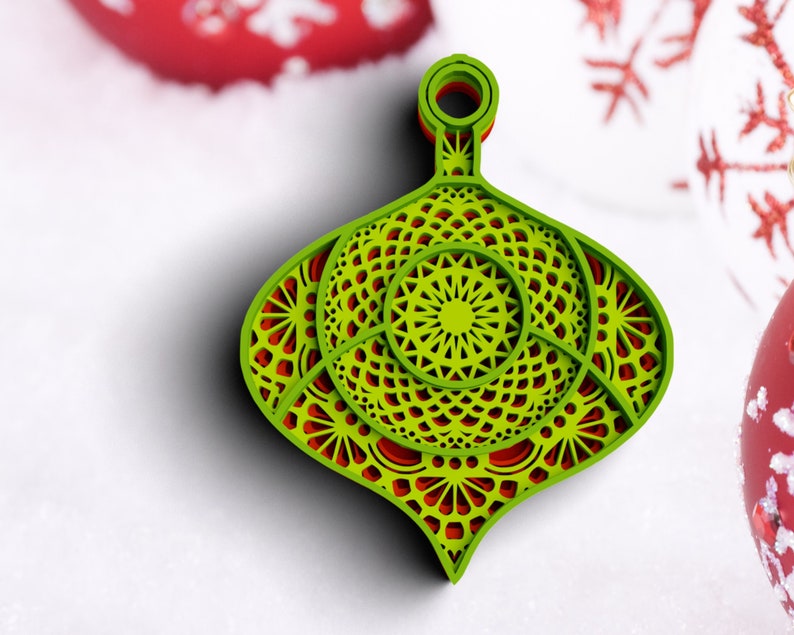 3D Christmas Ornament SVG Bundle: Layered Mandala Laser Cut Files image 8